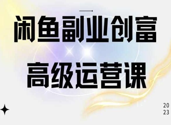 闲鱼电商运营高级课程，一部手机学会闲鱼开店赚钱-网创星球